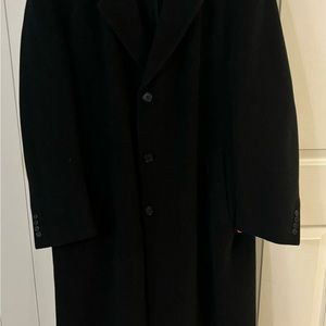 Joseph a Banks, black wool overcoat, large extra large in size